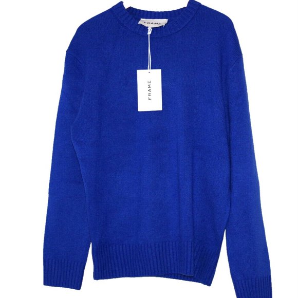 NWT FRAME Cashmere Reflex Blue Crewneck Men Pullover Sweater Size M Sweaters